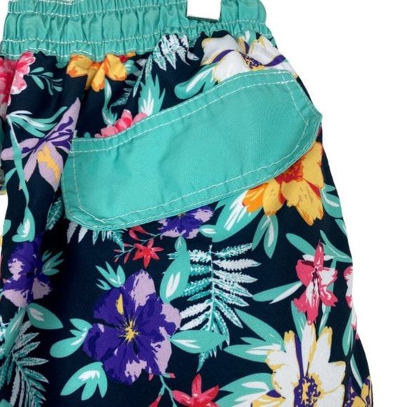 Jon Sonen Swimwear Men's Lined Floral Print Drawstring Bathing Suit Trunks US XL - Picture 7 of 8